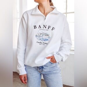 Embroidered Banff Canada 3/4 Zip Up Sweatshirt